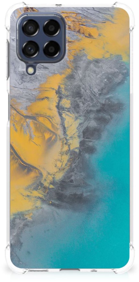 Samsung Galaxy M53 Anti-Shock Hoesje Marble Blue Gold