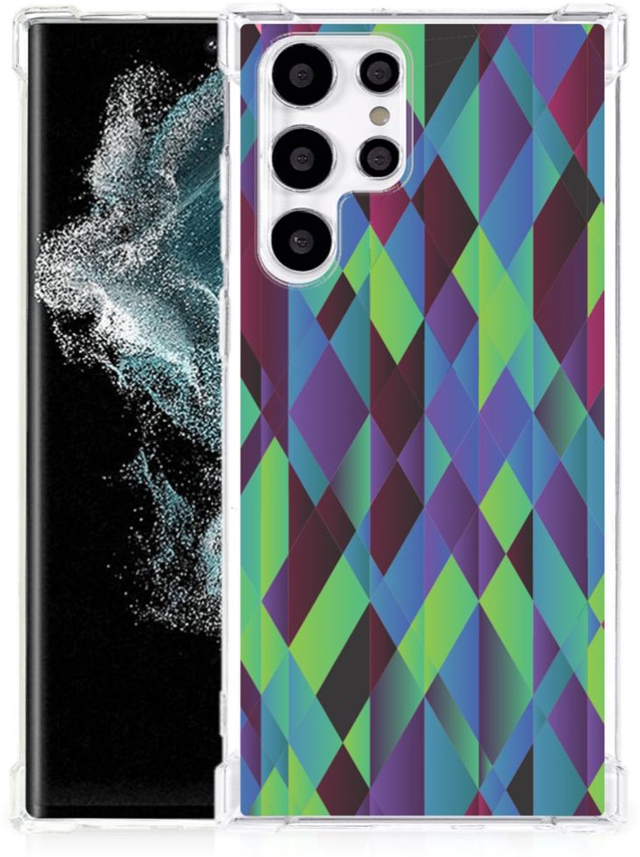 Samsung Galaxy S22 Ultra Shockproof Case Abstract Green Blue