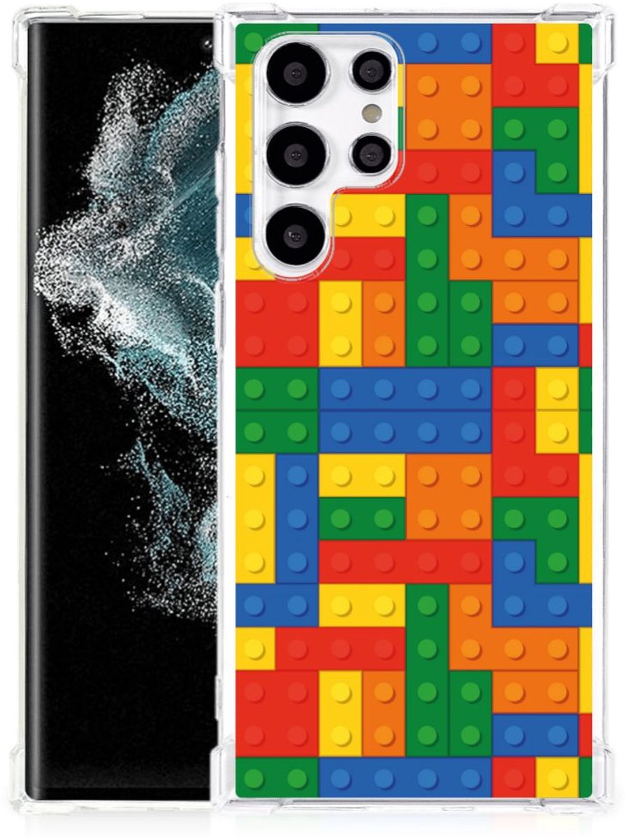 Samsung Galaxy S22 Ultra Doorzichtige Silicone Hoesje Blokken