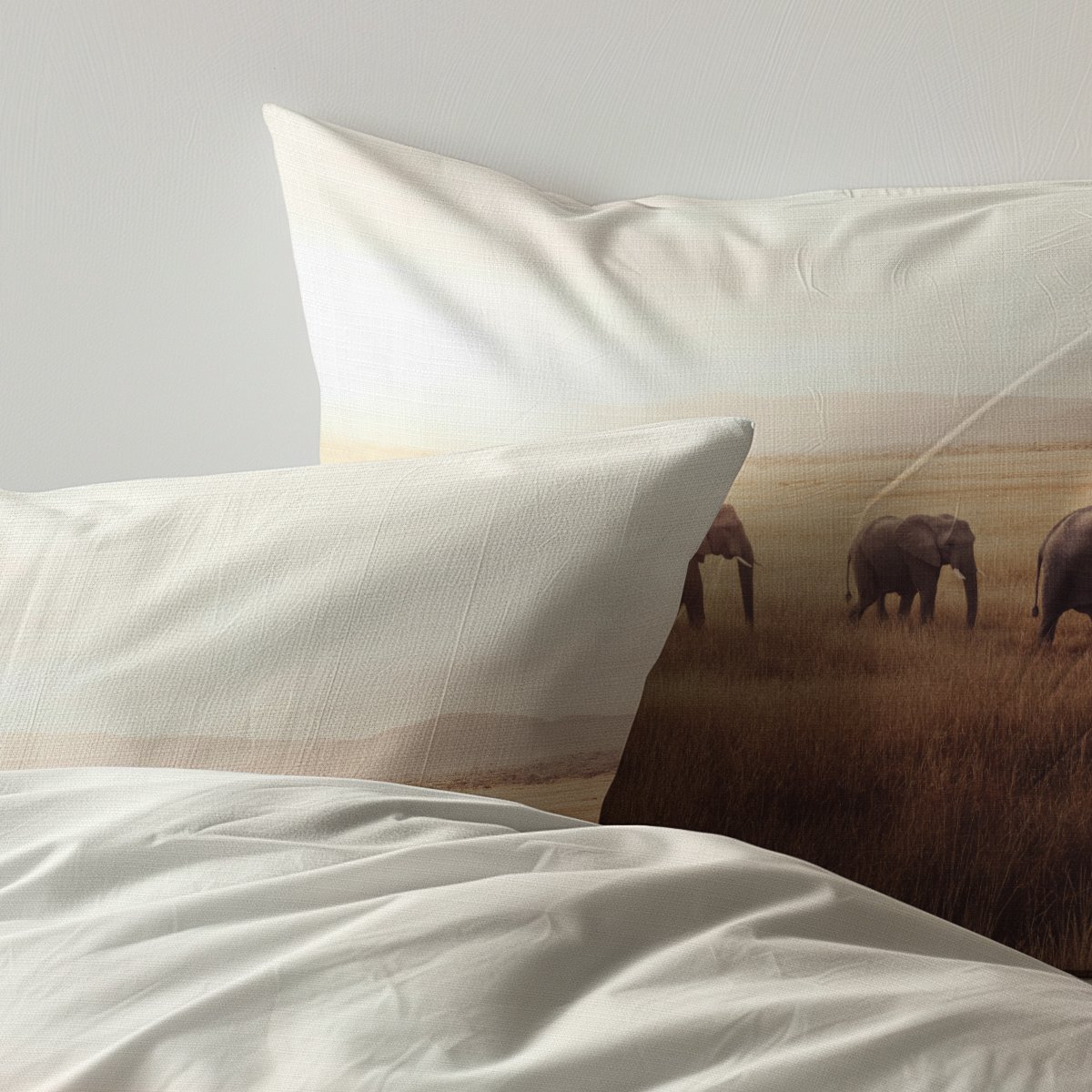 Zydante Dekbedovertrek Set 240x200/220cm – Dekbedhoes met Print – met 2 Kussensloop - Terra Plains Olifant