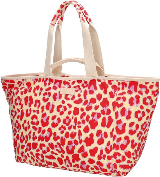 Zebra Trends Richelle Strandtas - Ritssluiting - Schoudertas - Ritsvak - Shopper - Zomertas - Beach - Luipaardprint rood