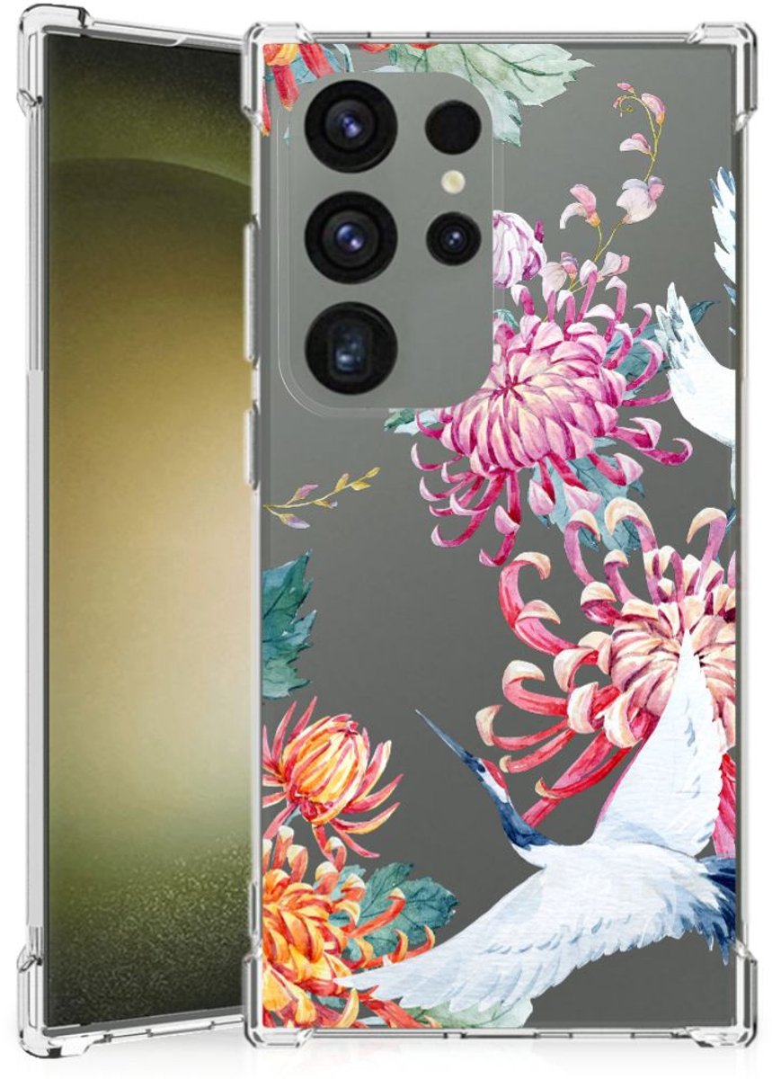 Samsung Galaxy S24 Ultra Case Anti-shock Bird Flowers