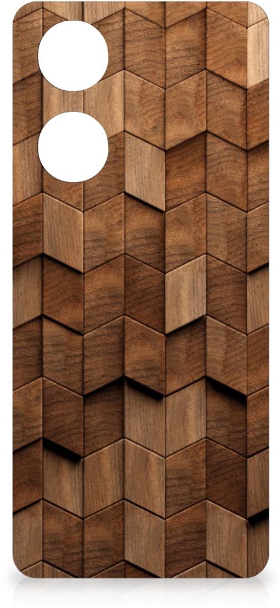 Stevig Telefoonhoesje voor OPPO A98 Wooden Cubes