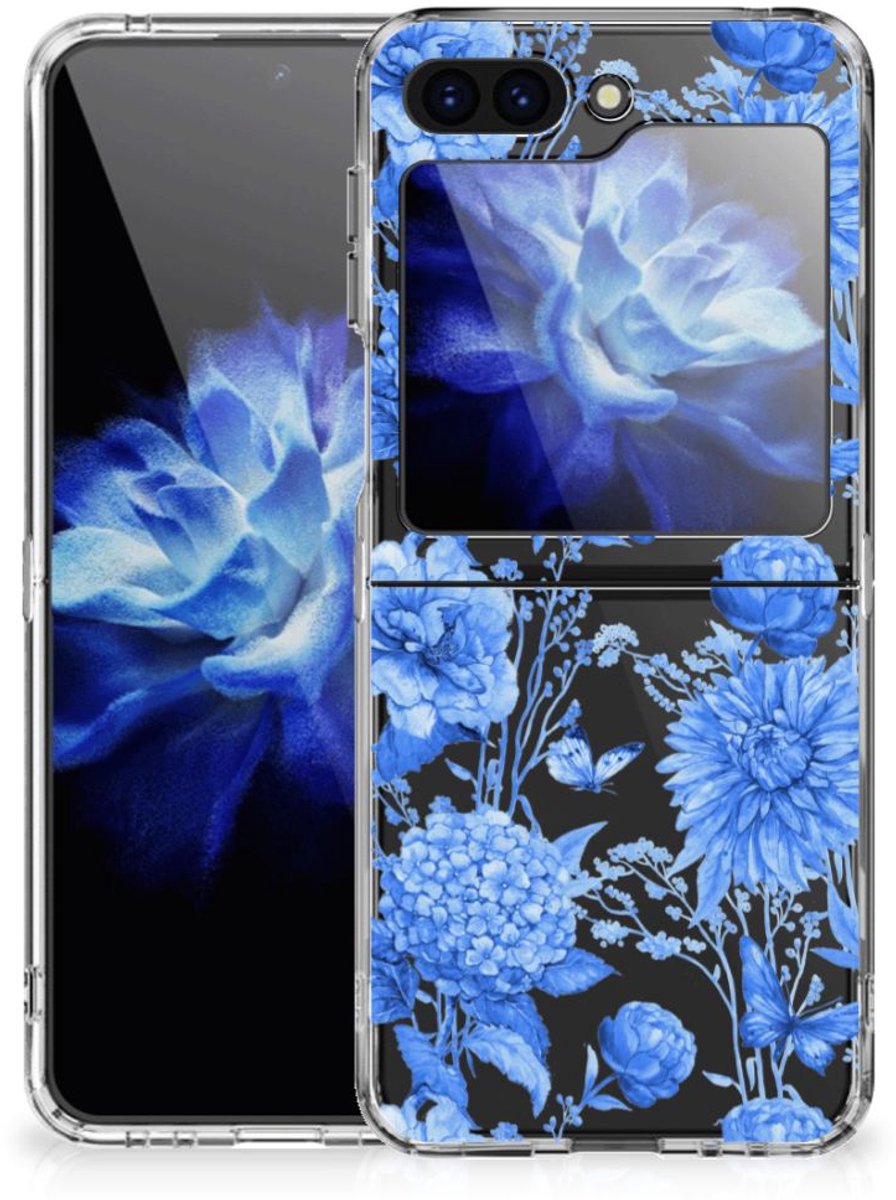 TPU Case voor Samsung Galaxy Z Flip 5 Flowers Blue