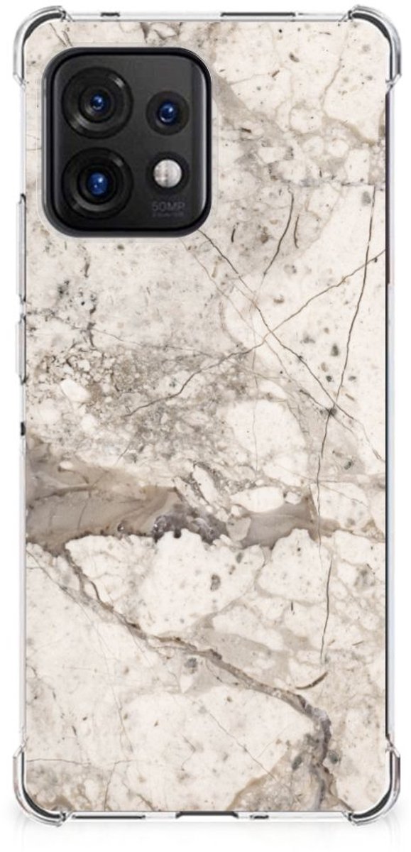 Motorola Edge 40 Pro Anti-Shock Hoesje Marmer Beige