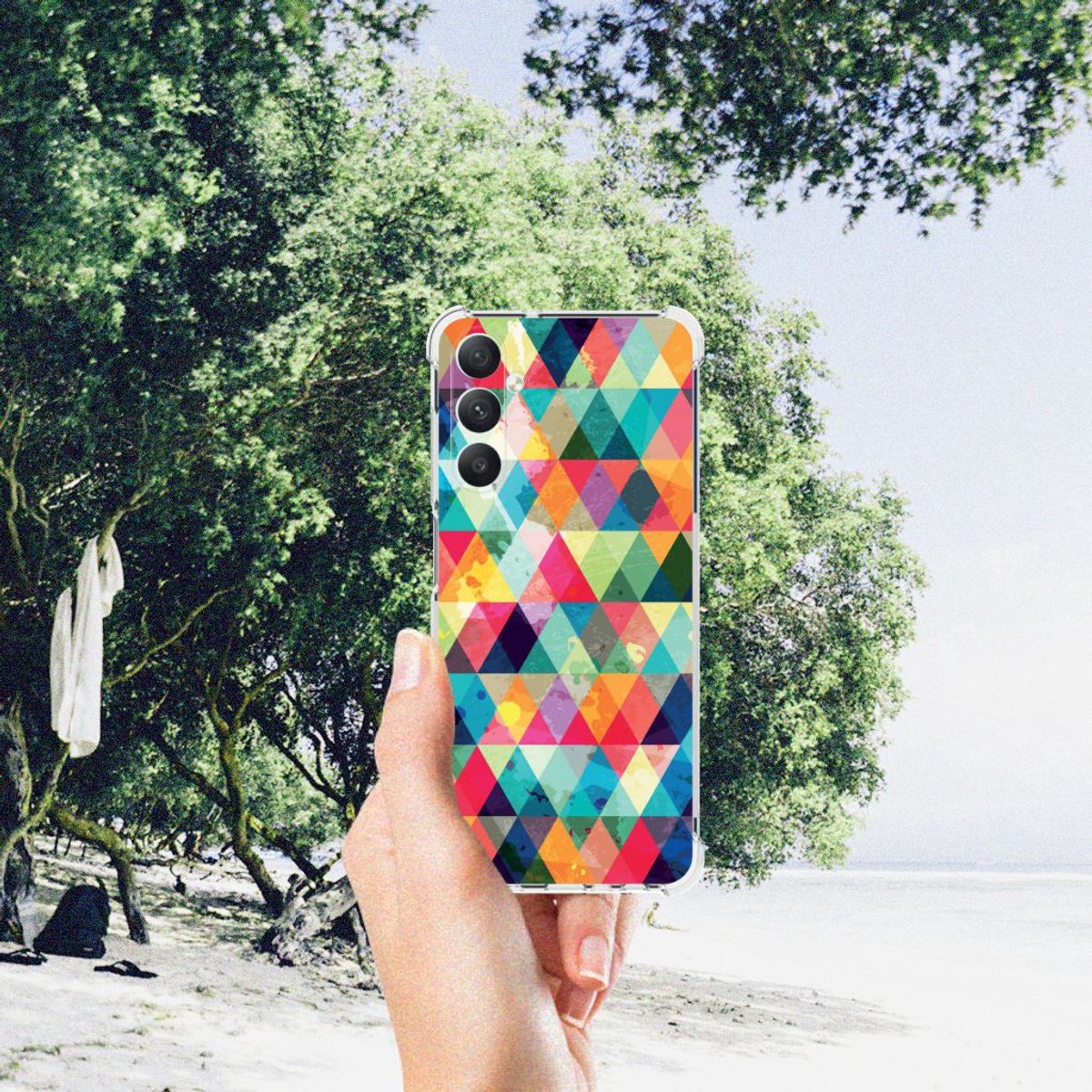 TPU Case Anti-Shock voor Samsung Galaxy A05s Doorzichtige Silicone Hoesje Geruit