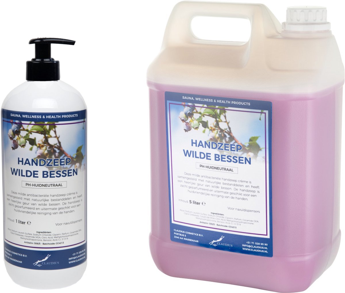 Handzeep Wilde Bessen 1 liter met gratis pomp - hervulbaar + Jerrycan 5 liter navulling