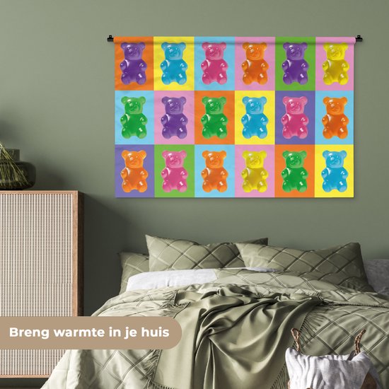 Wandkleed 120x80 cm - Wanddoek Art- Snoep - Kleurrijk - Wandtapijt - Wandkleden