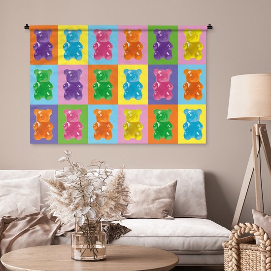 Wandkleed 120x80 cm - Wanddoek Art- Snoep - Kleurrijk - Wandtapijt - Wandkleden