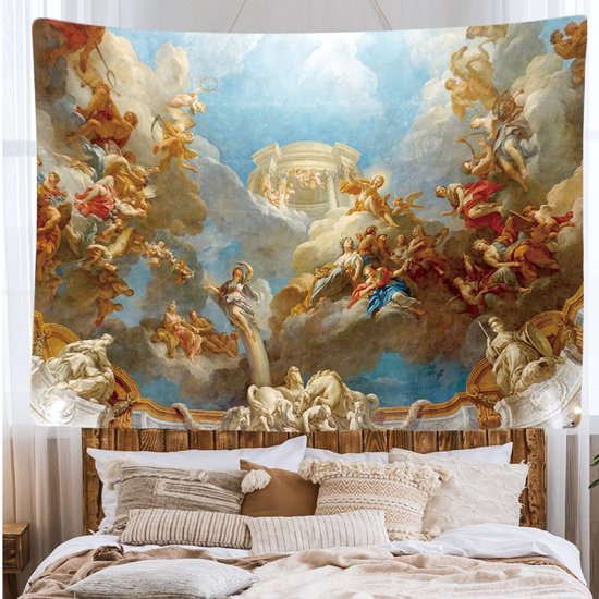 Ulticool - Fresco Historique Painting Canvas Ceiling Walls - Tapisserie - 200x150 cm - Groot Tapisserie - Affiche - Blauw Sépia