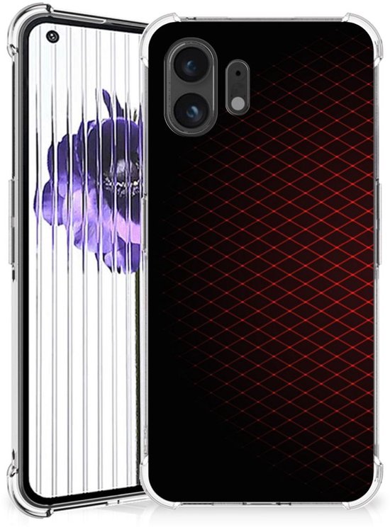 Étui en silicone transparent à carreaux rouges pour téléphone Nothing (2)