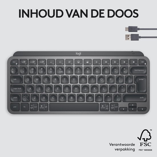 Logitech MX KEYS Mini - Draadloos Bluetooth Toetsenbord - QWERTY ISO - Graphite