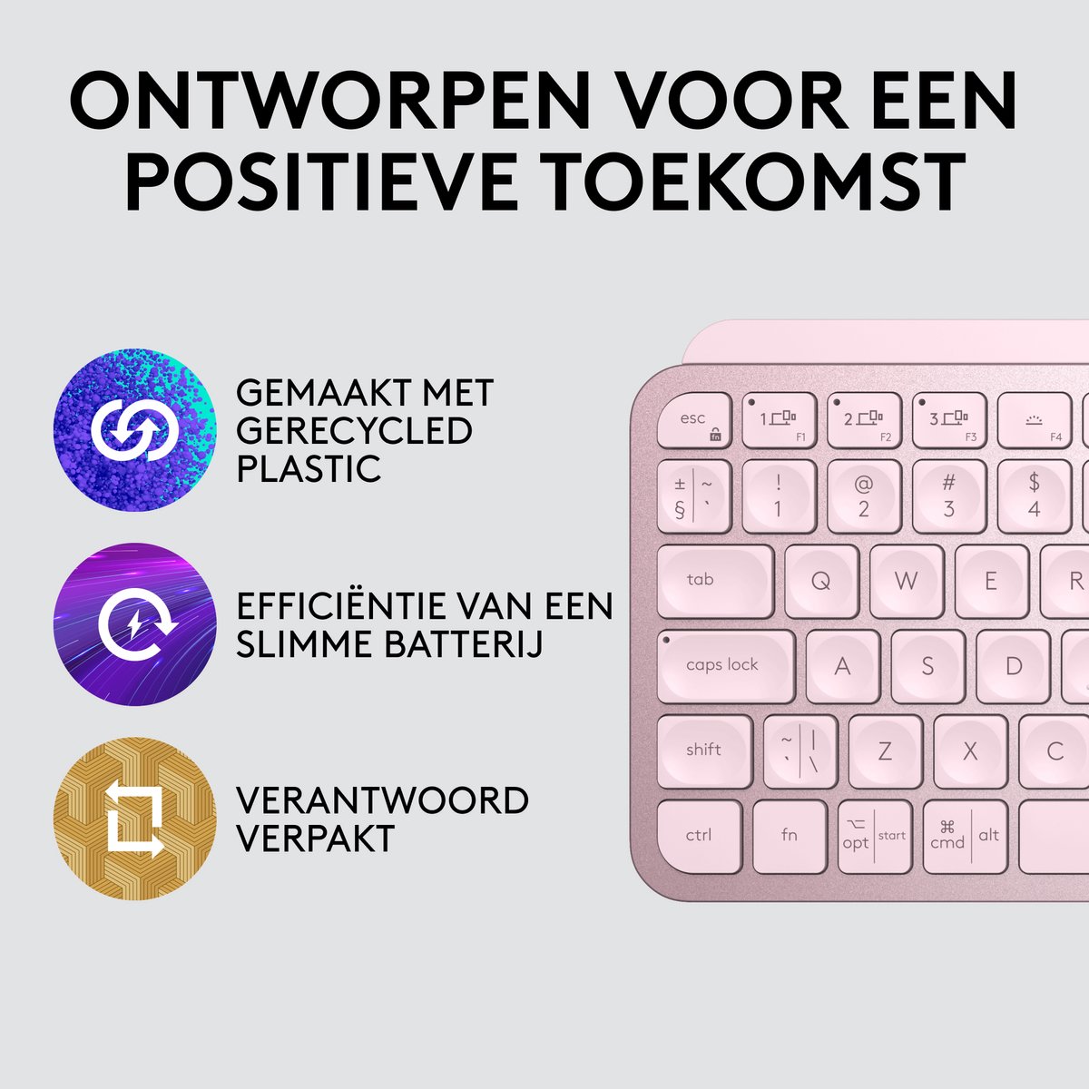 Logitech MX Keys Mini - Toetsenbord - Draadloos - QWERTY ISO - Roze thumbnail 6