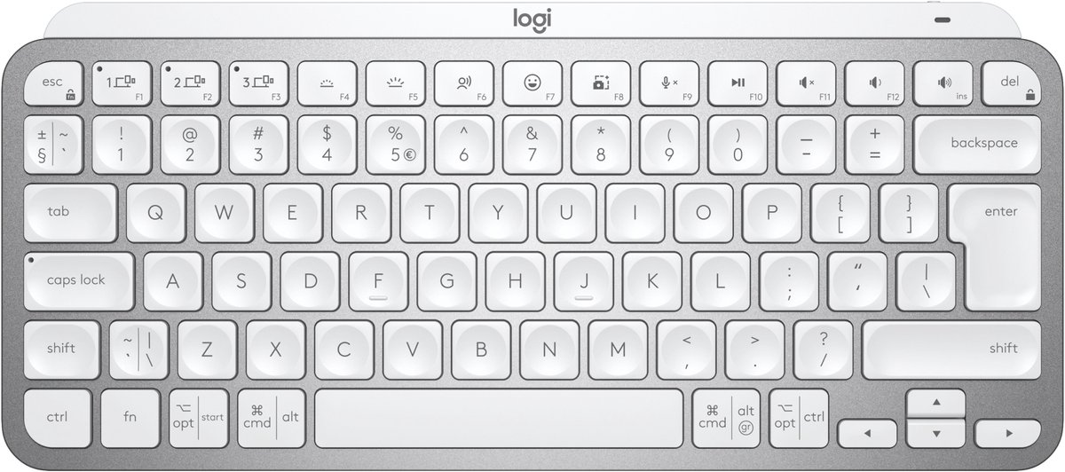 Logitech MX KEYS mini - Draadloos Bluetooth Toetsenbord - Qwerty ISO - Pale Grey