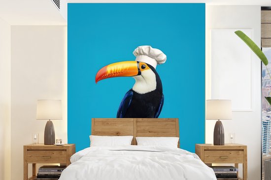 Behang - Fotobehang Tucan - Sokkel - Vogel - Koksmuts - Breedte 195 cm x hoogte 260 cm