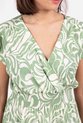 Lange dames jurk Amelia-fantasiemotief-groen wit-Maat M/L-strandjurk
