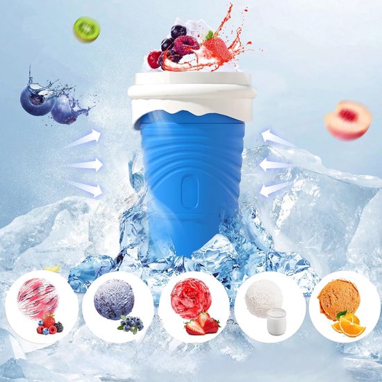 Slushmaker - Blauw - Herbruikbaar & Gemakkelijk - Siliconen Slush Cup - Inclusief Rietje & Lepel van Coolmax — afbeelding 4