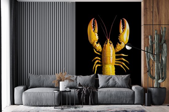 Behang - Fotobehang Kreeft - Geel - Stippen - Effen - Breedte 195 cm x hoogte 300 cm