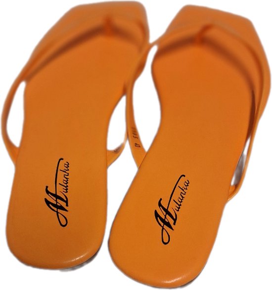 MULANKA- SLIPPER-ORANGE-LEDERLOOK-41