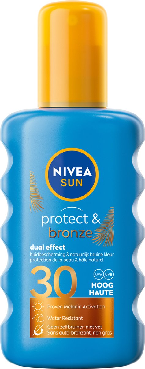 Goedkoopste NIVEA SUN Protect & Bronze Zonnebrand Spray - SPF 30 - Zonnespray - Waterproof - Stimuleert een bruine huid - 200 ml