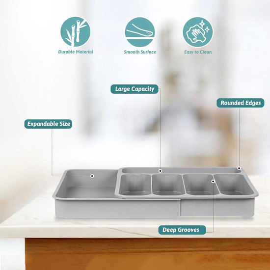 Bestek Lade Organizer, Uitbreidbare Gebruiksvoorwerp Organizer Voor Keukenlades Verstelbaar Bestek En Bestek Tray Voor Lepels Vorken Messen