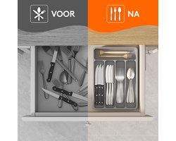 Lifewit Besteklade Organizer, Bestekbak Lade-indeling Keuken Compact Bestek Keukengereihouder voor Lade van Kunststof voor Lepels, Vorken, 5 vakken, G
