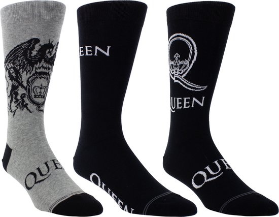 Queen - Queen Assorted Crew Socks 3 Pack (one Size - EU 40-46)