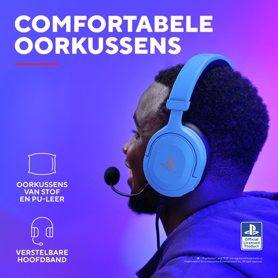 Trust GXT 498B Forta - Gaming Headset - Bedraad - Official Licensed voor PS5 - 50mm drivers - Over-ear - Blauw