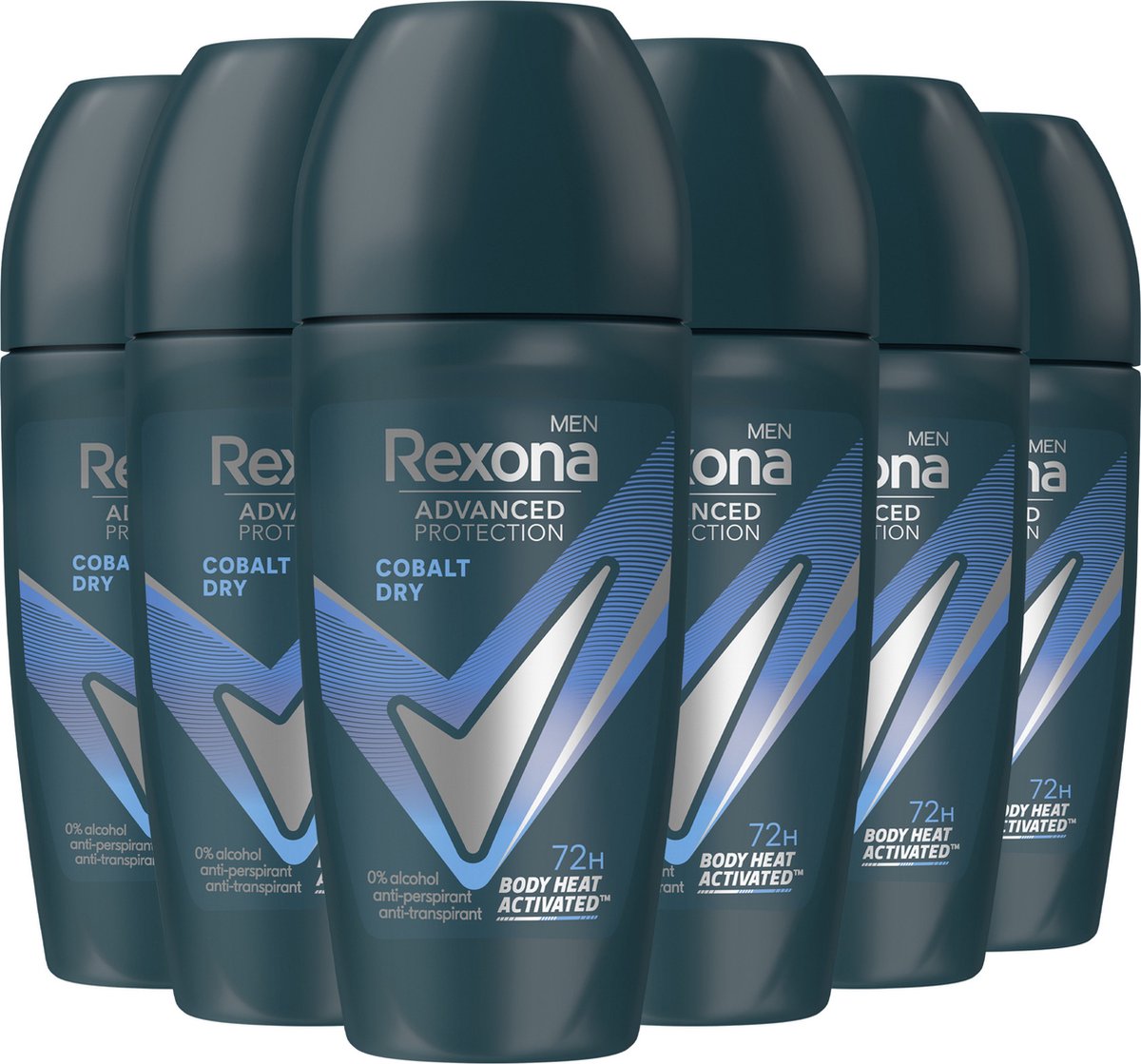 Rexona Men Advanced Protection Anti-Transpirant Roller - Cobalt Dry - met Body Heat Activated Technologie - 6 x 50 ml