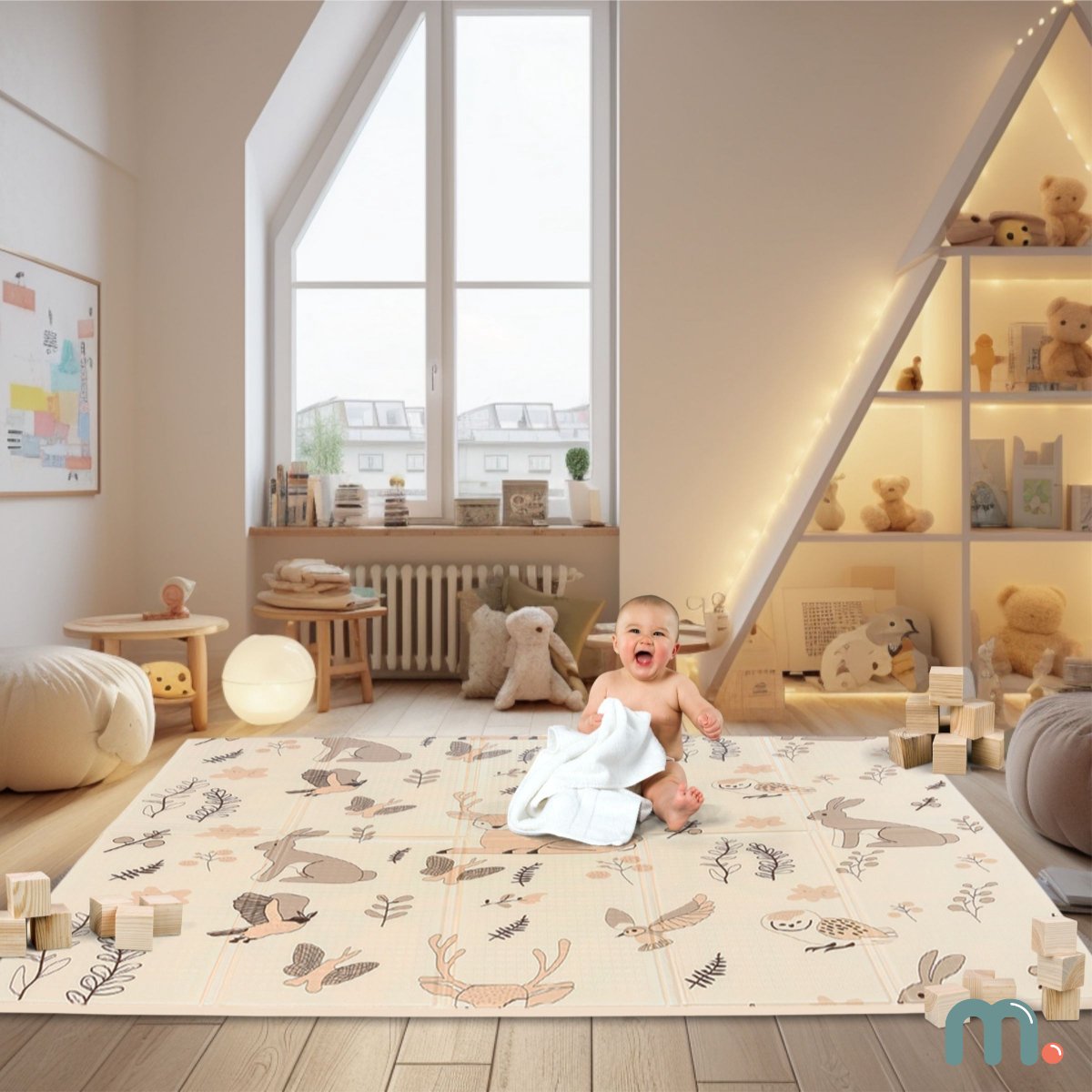 Schuimmat voor Baby's, Dubbelzijdige Opvouwbare Mat Groot 180 x 120 x 1 cm, Boho-stijl Mat voor Kinderkamer, XPE Schuimmat voor Baby — afbeelding 10