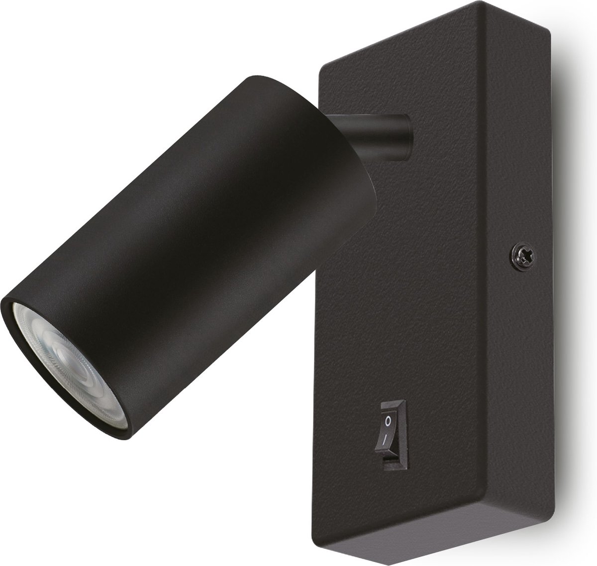 Maclean wandlamp - spot - rond - met LED lamp GU10 4000K - met schakelaar - 55x100mm - kleur zwart - MCE369 B