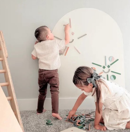 LiasToys® - Muursticker magneet met krijtbord functie - 100x80 - magneet sticker - magneetbord - beige - magnetische muursticker - kinderkamer