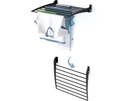 Foxydry Fold 60 DOWN - black - wasdroogrek wandmontage clicksysteem - neerwaartse sluiting - 60 x 50 x 10 cm