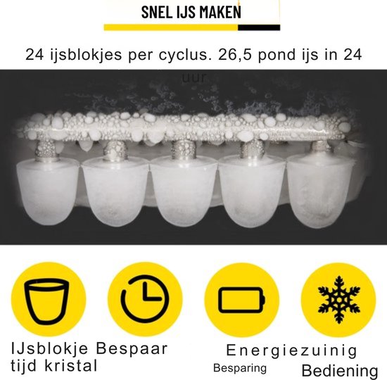Proffesionele Ijs Maker - Ijsblokjesmachine - 12KG - Grijs - 12L van Pro — afbeelding 3