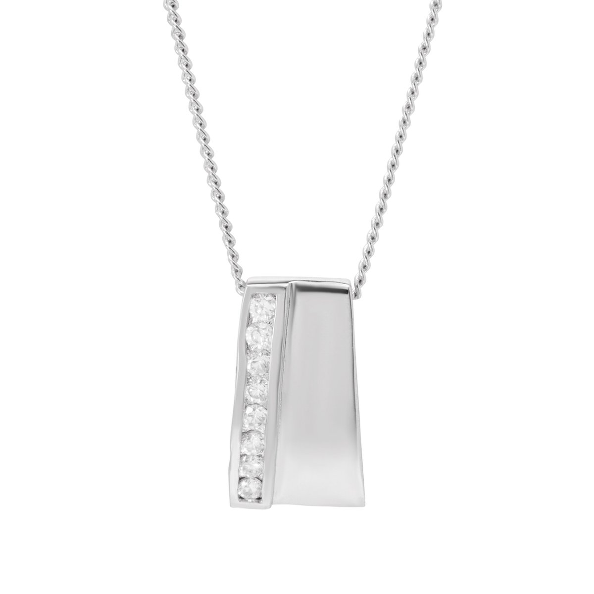 Di Lusso metalen collier met hanger gezet met zirkonia's