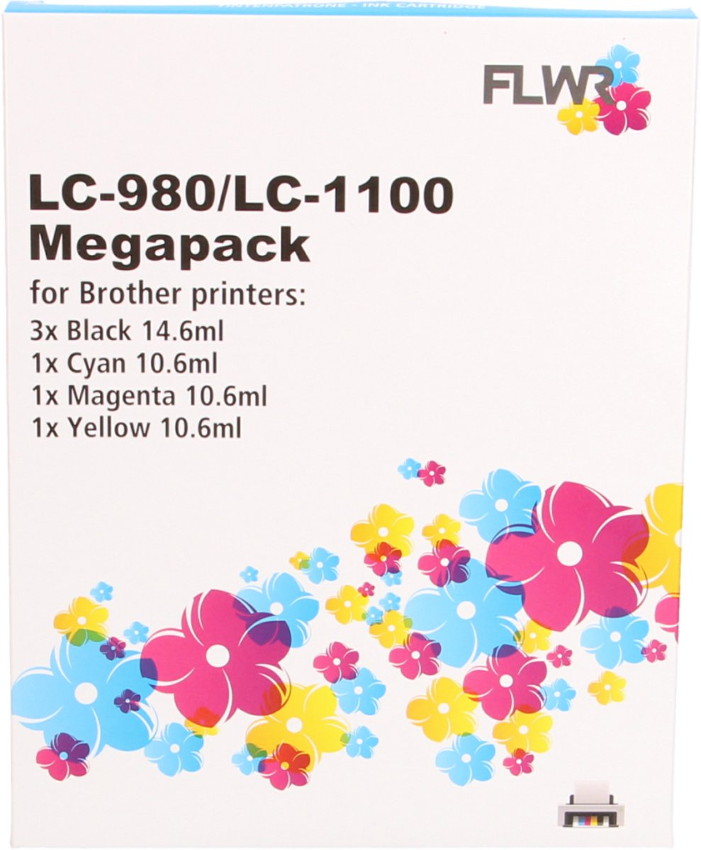 FLWR - Cartridges / Brother LC980/1100 Megapack / zwart en kleur / Geschikt voor Brother