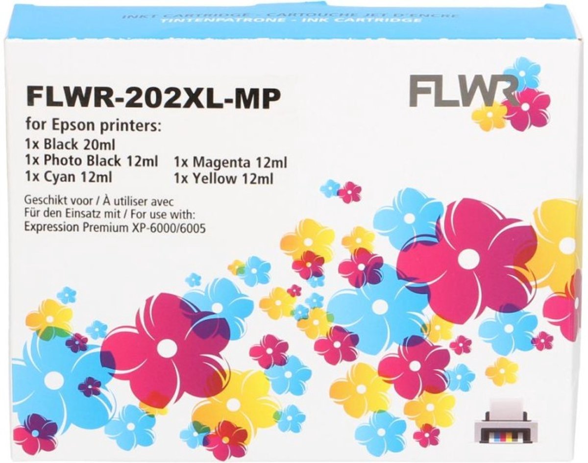 FLWR - Inktcartridge / 202XL / 5-pack Zwart en Kleur - Geschikt voor Epson