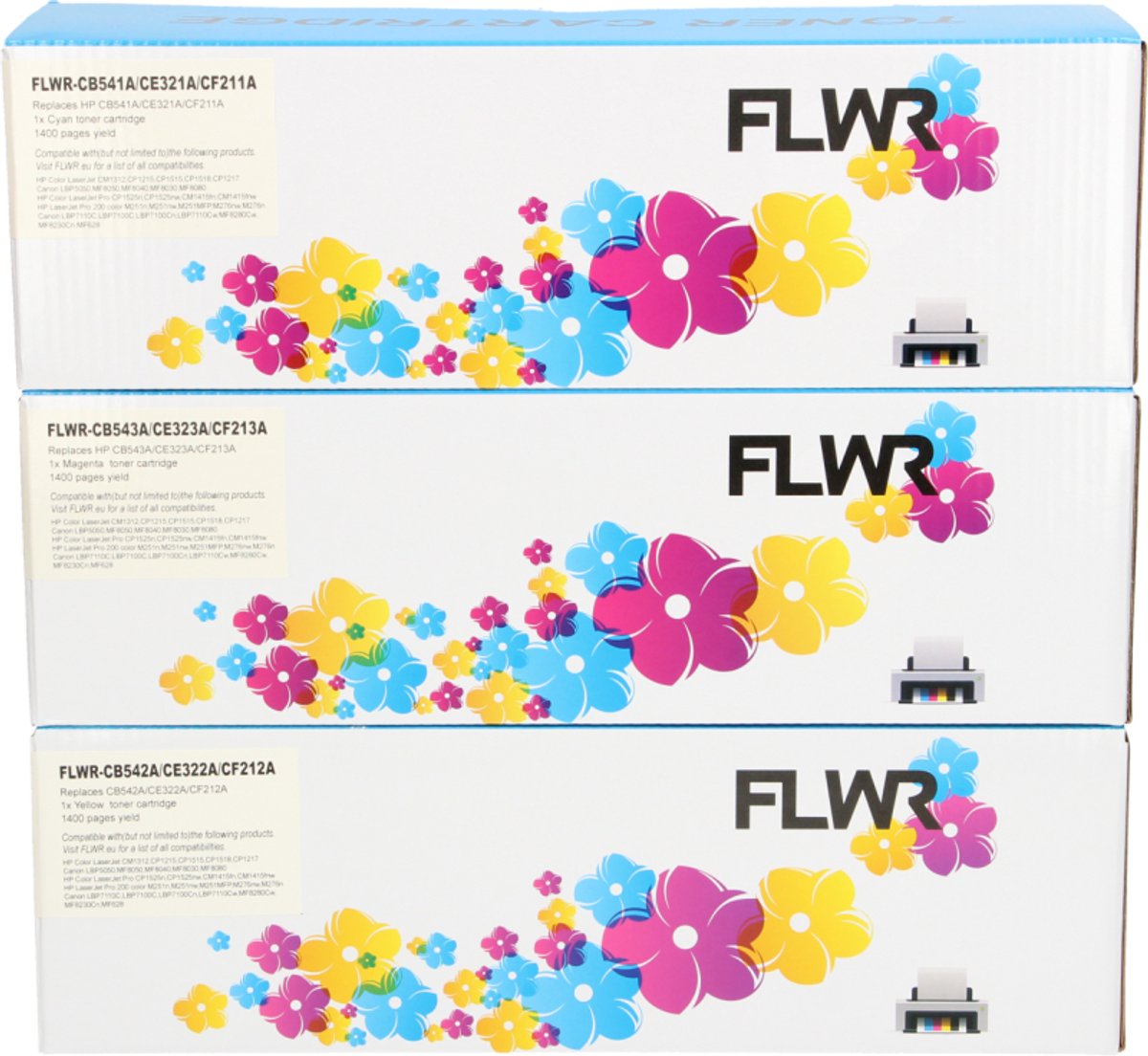 FLWR - Toners / 131A / 3-pack CMY kleur - Geschikt voor HP