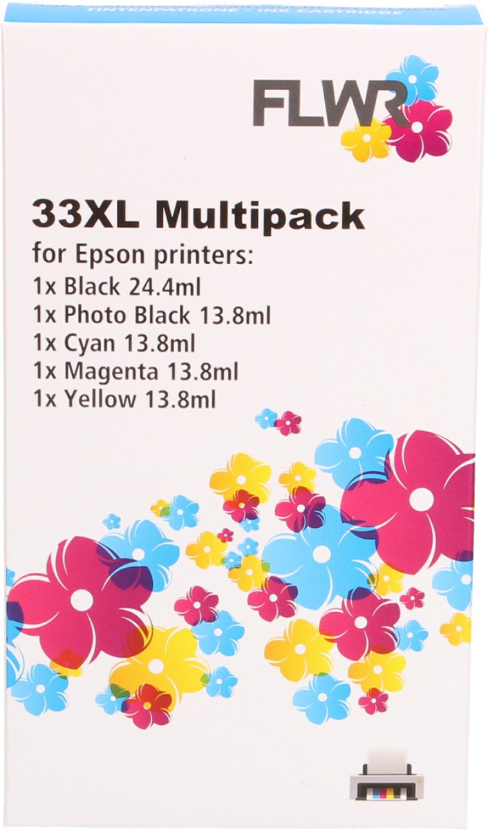 FLWR - Inktcartridge / 33XL / 5-pack Zwart & Kleur - Geschikt voor Epson