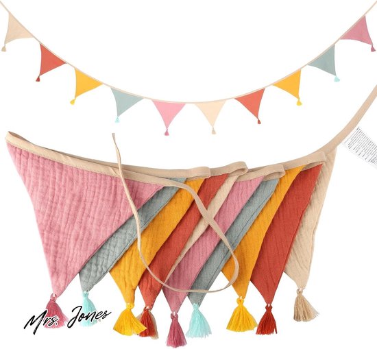 Guirlande De Fanions Chambre Enfant 2,6m Rose - Décoration Extérieure Résistante Intempéries