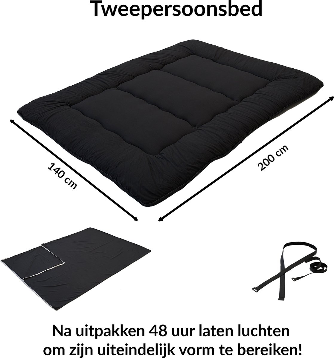 Matrashoes de Luxe met rits - 140x190 - 16-18cm kern