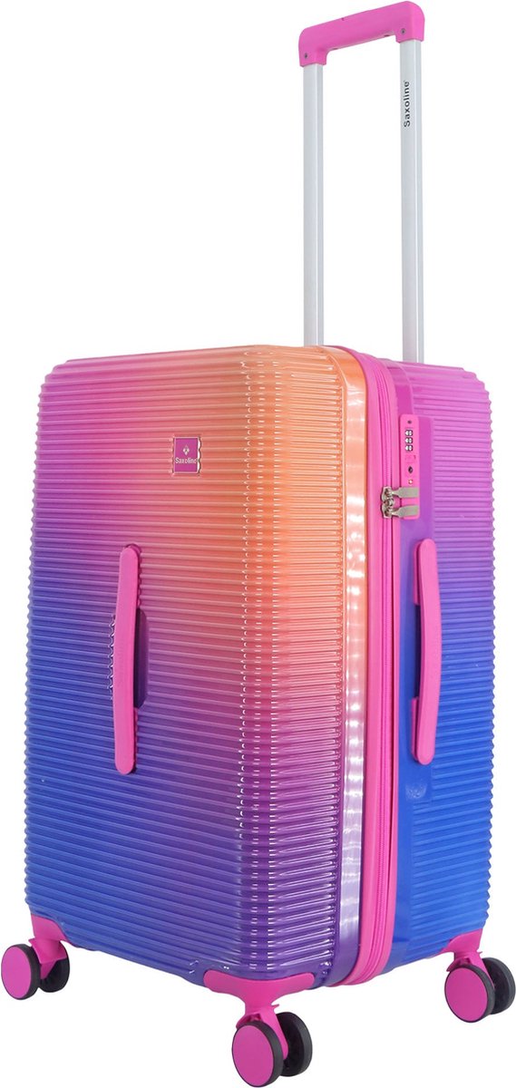 Saxoline Twist Trunk Harde Koffer Medium – Lichtgewicht, Trendy koffer & Stijlvolle Reiskoffer in Fuchsia – De Koffer die Reizigers Begrijpt - Fuchsia / Medium