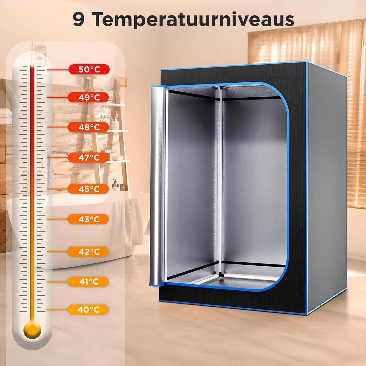 SereneLife, Sauna ,Draagbare sauna voor Thuis, 2-Persoons Stoomsauna Tent met 4L Stomer- 2 Opvouwbare Sauna Stoelen- Afstandsbediening -180 x 120 cm - Zwart thumbnail 8