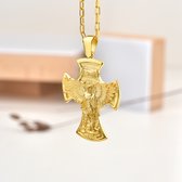 Aartsengel Michael in Byzantijns kruis ketting Gold Polished 26 inches