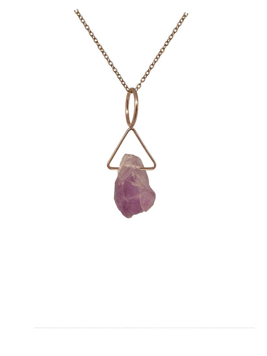 Amethist edelsteen ketting met hanger dames - Sieraden - Roestvrij staal ketting - Rose goud ketting - 50 cm - Perfecte cadeau voor je dierbaar