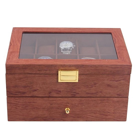 Confibel Horloge box voor uw juwelen en sieraden 10 compartimenten met kussentjes Confibel Horloge box voor uw juwelen en sieraden 10 compartimenten met kussentjes