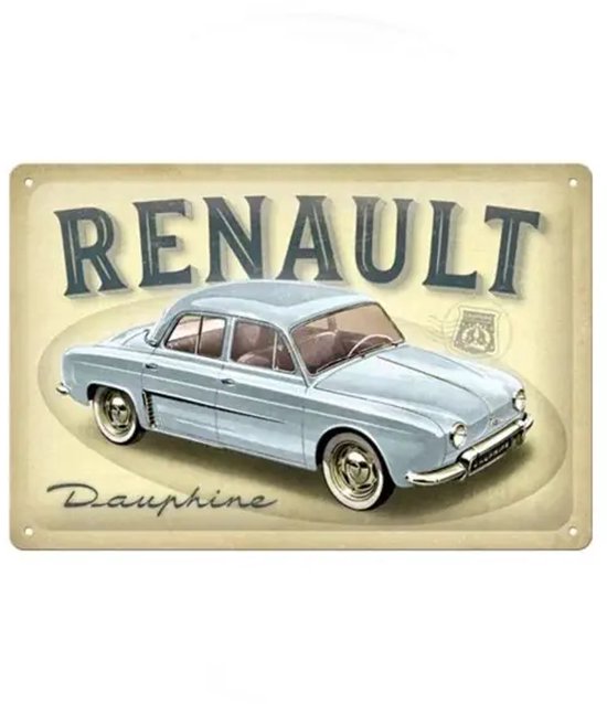 Plaque émaillée Bombée Renault Dauphine – Thermo 30 Cm, Métal, Neuve