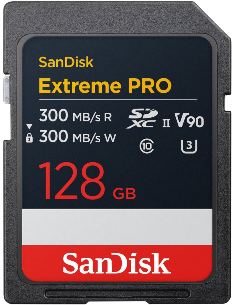 SanDisk 128GB SDXC Extreme Pro 300MB/s V90 UHS-II geheugenkaart