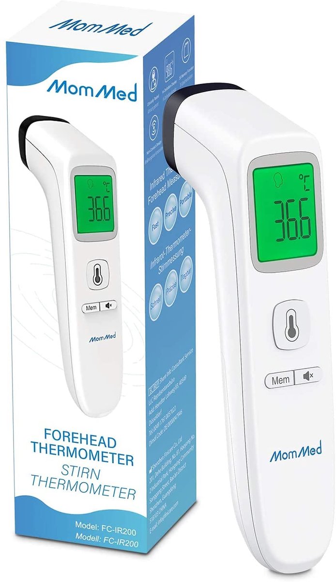 Digitale Infrarood Thermometer - Contactloze Voorhoofd Thermometer met LCD Scherm, Koorts Alarm en Geheugenfunctie voor Baby, Kinderen en Volwassenen