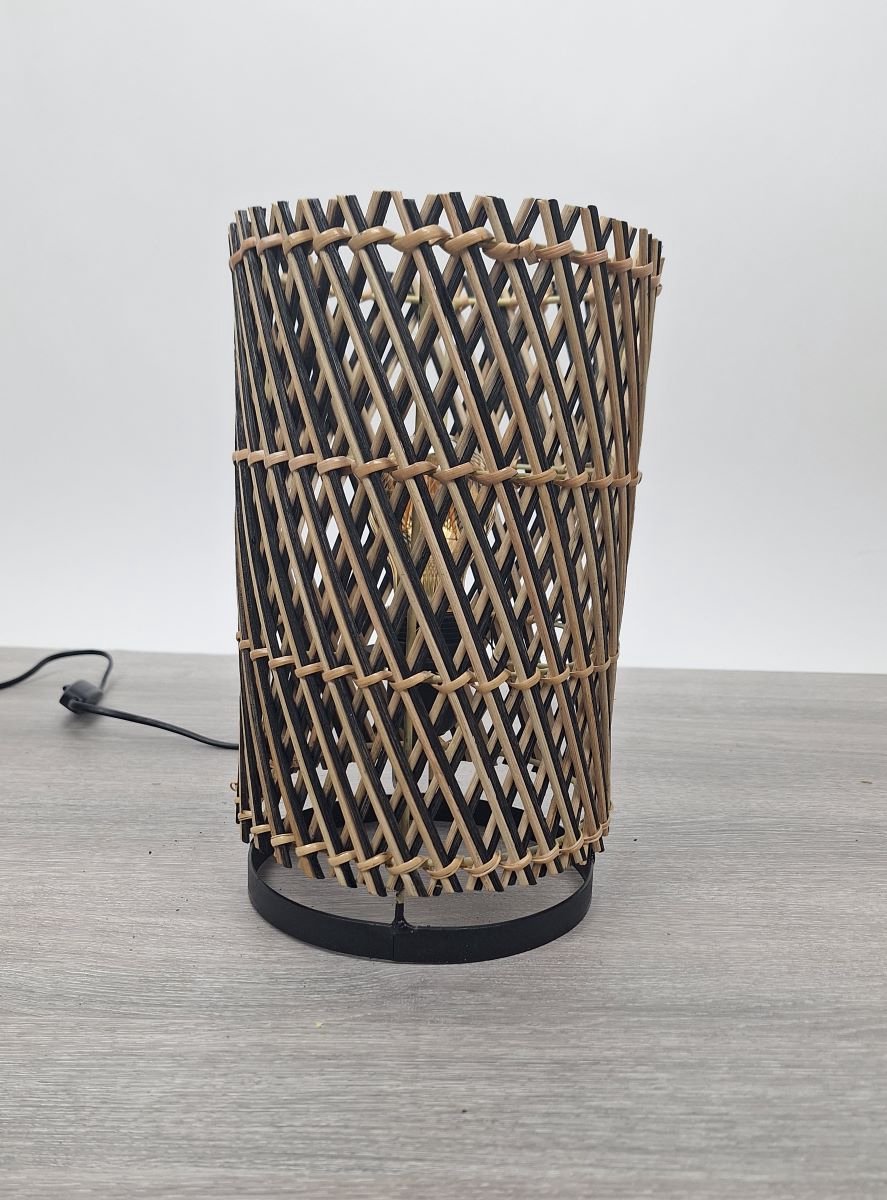 MigoStyling - Tafellamp - Riet - Zwart/ Naturel - Hoog 40 cm - Sfeerlicht